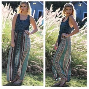 Boho floral print maxi dress
